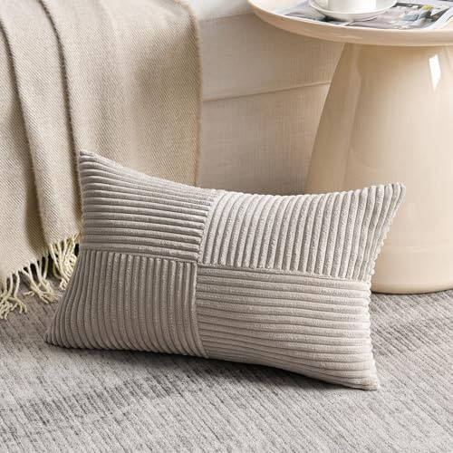 FDTERN 1 Stück Taupe Kissenbezug 50x60 cm Weich Kordsamt Kissenbezüge Kissenhülle Dekokissenbezug Sofakissen Dekokissen Boho Deko für Sofa Schlafzimmer Wohnzimmer Balkon (Ohne Kissenfüllung)