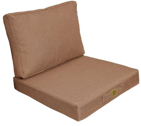 Déco Arts - Coussin Fauteuil Jardin & Galette Chaise 50x50 Terracotta - Lot 2 (Assise + Dossier) Déhoussable Effet Lin - Coussin Extérieur Salon Terrasse Palette Véranda Imperméable