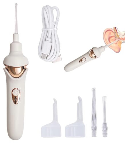 DSXVJHD Ear Wax Removal Kit, Automatic Ear Wax Cleaner with LED Light, Electric Vacuum Earwax Remover, Cordless Ear Wax Remover Cleaning Tool, Painless Ear Scoop for Kids, Adults