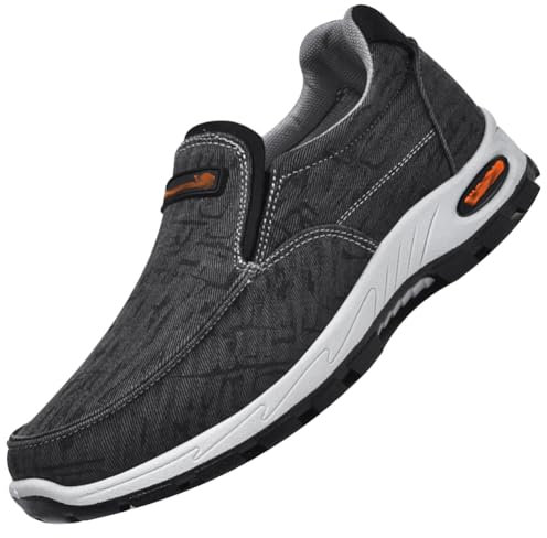 Aocase Chaussure OrthopéDique Homme Chaussures Pieds Larges Pantoufles à Mousse à MéMoire De Forme sans Lacets Baskets de randonnée en Plein air,Noir,44 EU