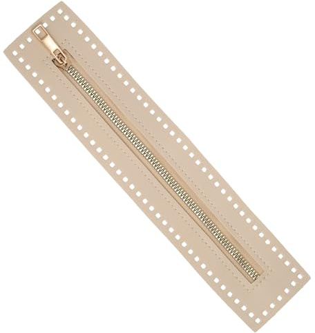 sourcing map Cerniera in pelle PU, 26,9 x 5,8 cm, bobina da cucito, telaio di ricambio per borse all'uncinetto, borse, scarpe, jeans, accessori fai da te, beige