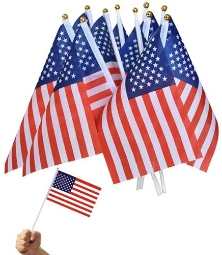 10 Stück Usa Flagge,America Flag Handgehaltene Deko,July Independence Amerika Flags Hanging,Amerikanische Table Wall Kleine Fahne,American Klein Tischfahne für Party Decoration