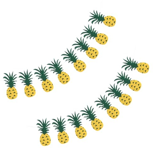 FUNNETOYU 2 Stück Hawaii Partybanner Ananas Filz Wimpelkette Sommerdeko für Kinderzimmer und Fotorequisiten