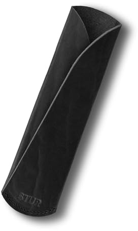 STUR Griffschutz Schwarz, Pfannenstiel-Hitzeschutz für Gusseisenpfannen | Griffüberzug, Griffschale, Echtleder, pflanzlich gegerbt, langlebig & robust, für Eisen- & Gusseisenpfannen, Made in Germany