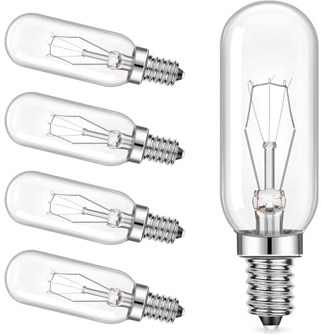 5 Pack Cooker Hood Bulbs 40W E14 SES T25, Dimmable Extractor Fan Bulb 220-240V, Warm White 2700K Oven Light Bulb, Small Screw Appliance Lamp for Hob Extractor, Fridge, Freezer, Sewing Machine