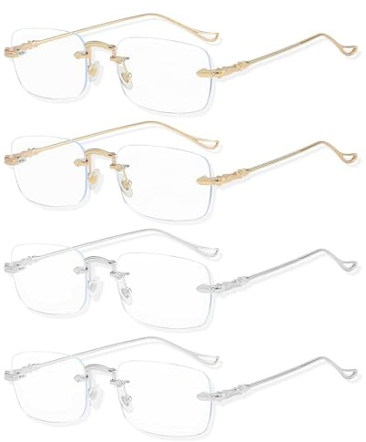 4 Pcs Smart Focus Brille Die Sich Automatisch Der Sehstärke Anpasst, Intelligente Autofokus Brille mit Selbsteinstellung Rahmenlose Anti Blaulicht Eyestrain mit Automatischem Zoom Unisex für Nah Fern