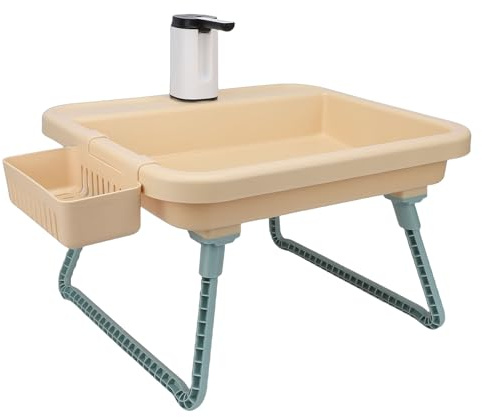 Tonysa Évier électrique Portable pour Camping – Station de Lavage de Camping en Plein Air, Lavabo Mobile avec Pompe à Eau, Robinet de Pulvérisation en PP 1200 MAh pour Lavage de Vaisselle de Voyage