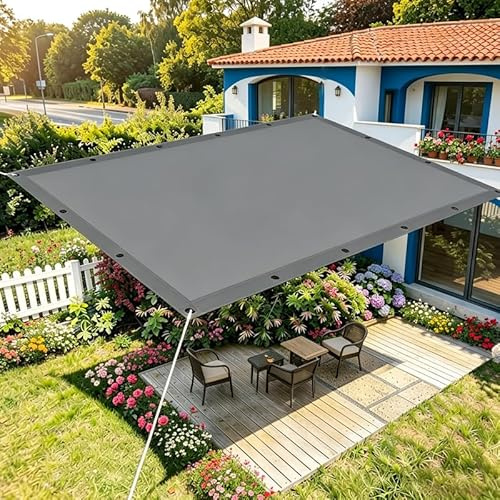 Vela Ombreggiante 4x10m/400x1000cm Grigio scuro Impermeabile Tenda da Sole per Esterno,Tenda a Vela Impermeabile,per Esterni Pergola Piante Da Patio Serra Auto Piscina,con Occhiellato,Rettangolare