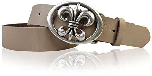 FRONHOFER Damengürtel Leder 4 cm, Lilienschnalle Fleur-de-Lys