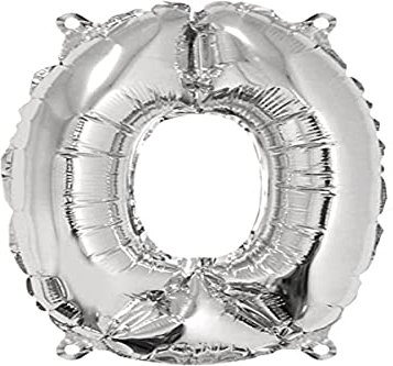 Rayher 87032606 Zahl 0 Party-/Folienballon, silber, 40cm hoch, zum Befüllen mit Luft, für Geburststag, Silvester, Jubiläum