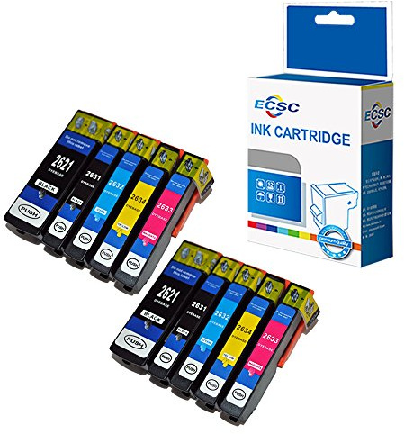 ECSC Compatible Ink Cartridge Replacement for Epson XP510 XP520 XP600 XP605 XP610 XP615 XP620 XP625 XP700 XP710 XP720 XP800 XP810 XP820 26XL (Black/Photo-Black/Cyan/Magenta/Yellow, 10-Pack)