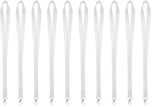Karteo Schlüsselband mit Karabiner weiß [10 Stück] Lanyard Schlüsselbänder unbedruckt für Kartenhüllen Ausweise Zugangskarten