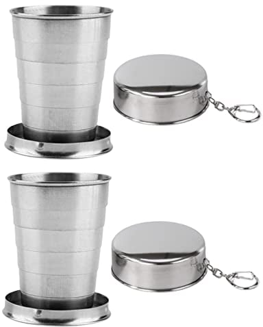 DTOL Stainless Steel Travel Folding Glass/Cup Telescopic Mug 65 ml 2 Pack