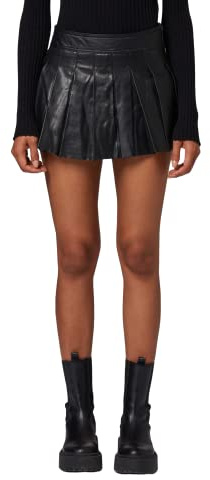 RICANO Plated Skirt - Damen Mini Leder-Rock aus echtem Lamm Leder in schwarz