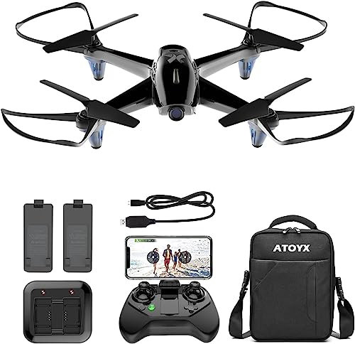 Drone con telecamera ATOYX Elicottero pieghevole Telecomando WiFi con modalità Headless, induzione di gravità, mantenimento dell'altitudine, funzione di tracciamento automatico