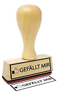Stemplino® Textstempel - Gefällt mir - 50mm x 15mm Holzstempel mit Text Bürostempel Firmenstempel Stempel Büro Text Stempel