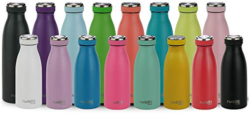 KINETICO Runbott City - Botella de agua reutilizable de acero inoxidable y silicona, 350 ml, aislada al vacío, fría durante 24 horas y caliente durante 7 horas, adecuada para la vida cotidiana,