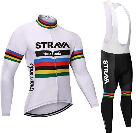 X-CQREG Herren-Radtrikot-Set, 12D-Gel, gepolstert, Rennrad-Hemd + Trägerhose mit MTB, schnell trocknend, Weiß, Größe M
