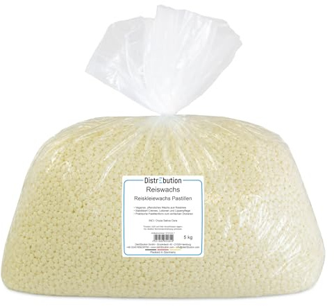 Reiswachs Pastillen 5kg – Reiskleiewachs (Oryza Sativa Cera), Veganes Pflanzenwachs für Naturkosmetik, Cremes, Lotionen, Lippenbalsam – Härtemittel, Verdickungsmittel, Filmbildner