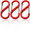 S Karabiner Klein - Schlüsselanhänger Mit Doppelöffnung - Mini Karabinerhaken Set - Carabiner - 3 Stück Rot (66 x 30 mm)