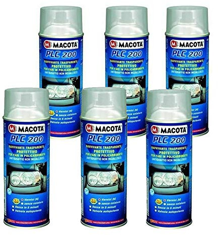 HITOPSELLER 6 Pezzi MACOTA PLC200 RINNOVA FARI FANALI RAVVIVANTE per FARI Protettivo Vernice Spray 400ML