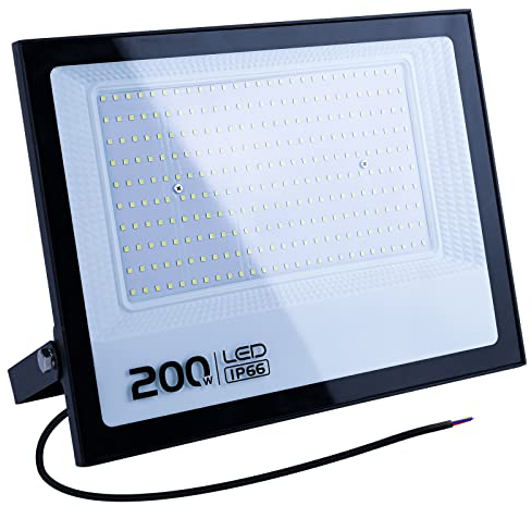 MIWATT 200W Kaltweißer LED-Außenstrahler, 20000LM Superheller LED-Flutlichtstrahler, IP66 Wasserdichtes Flutlicht für den Außenbereich, Flutlicht für Hof, Garage, Sportplatz.