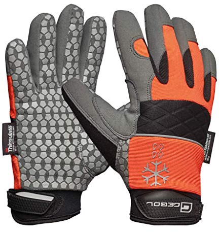 Gebol Master Thermo, Arbeitshandschuhe Winter mit Nässeschutz-Membran & kälteisolierendem Futter, Handschuhe Herren, Bau & Garten, Schutzhandschuhe in Leder-Optik, Gr. XL (Gr. 10), Orange/Schwarz