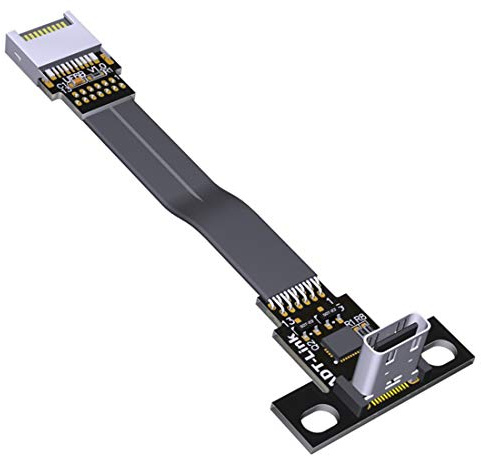 ADT-Link USB 3.1 Extension Adapter Cable Male and Female Type-c to Type-e Data Cable 10G/bps for ITX Motherboard Built-in USB Device (20cm,T5T-F6B)