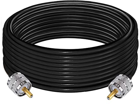 TUOLNK Cable PL259 Cable de radio CB RG58 Puente PL259 32,8 pies (10 M) SO239 UHF Cable de extensión macho a macho Cable coaxial negro RF de baja pérdida Cable coaxial PL259 para radio bidireccional