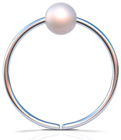 Silber Knorpel Ohrring - Dünn 20G 8mm Ring 3mm Weiß Perle - Sterling Silber Helix Piercing Schmuck