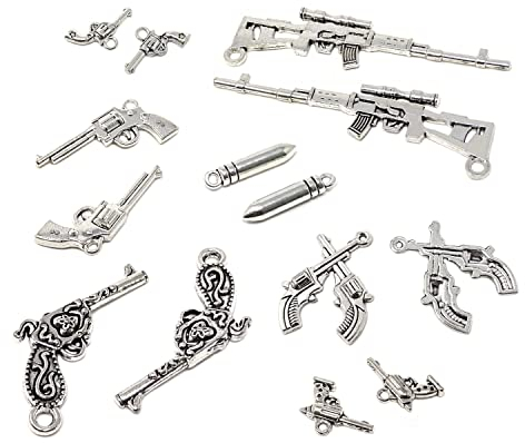 Honbay 28 Stück Legierung Gun Weapon Charms Anhänger Pistole Bullet Charms Collection für Ohrringe, Halsketten, Armbänder, Schlüsselanhänger, Schmuck, Basteln (7 Stile)