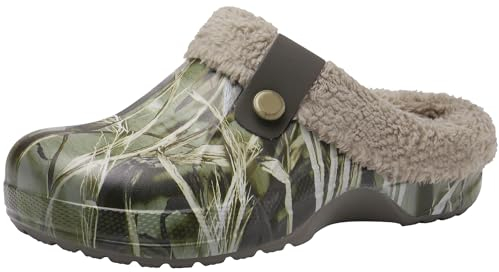 ChayChax Women Waterproof Slippers Men Wool-Like Lined Clogs Winter Garden Shoes Warm House Slippers Indoor Outdoor Mules, Tree Print, 6/6.5 UK