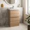 Affine® 500mm Vanity Unit Wash Basin Sink Bathroom Floor Standing Storage Cabinet Cupboard Cloakroom, Soft Close Drawers, Wood Oak Effect