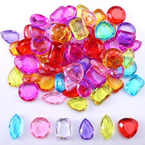 YIEUR 75 Stück Diamanten bunt Acryl glitzer gemischt Perlen Set, 6 style große Diamantkristalle edelsteine Streudeko Konfetti Diamanten Deko für Hochzeit Tischdeko Vase Geschenk (mix)