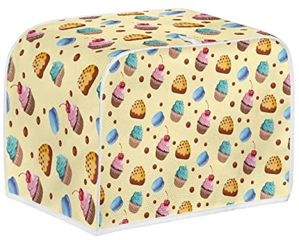 COEQINE Cute Yellow Cake Pattern Toaster Dust Cover Lightweight Washable Long Slot Toaster Cover for Women Size S
