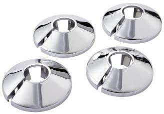 Silver 22mm Pipe Collars Chrome 0.86 Pipe Collar Rose Rosette Silver Chrome Pipe Roses for Hiding Unsightly Pipework Boiler, Bath, Hot Water Pipes, Water Tank, Radiator Pipes (Pack of 4)