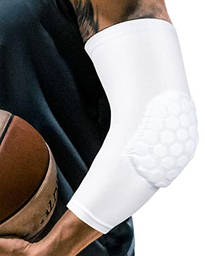 Volleyball Elbow Pads, Stretchy Honeycomb Elbow Protectors with Sponge Padding, Crashproof Elbow Forearm Pads, Basketball Arm Sleeves Compression for Youth Kids Adult Teenagers