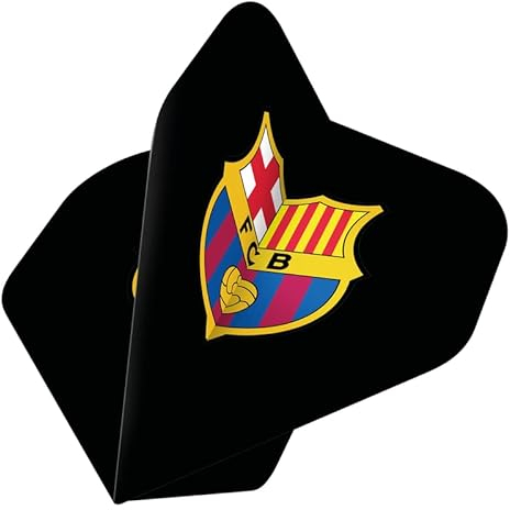 Darts Corner Offiziell lizenzierte Barcelona Football Club Barca FC 100 Mikron Nr. 2 Form Dart Flights, Schwarz/Wappen 1 Set mit 3 Flights (F4121)