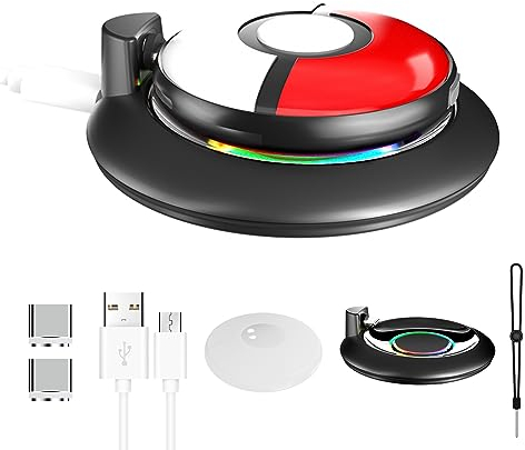 Ladestation kompatibel mit GO Plus+ 2023, Ladegerät Station RGB Farblichter mit 2 Magnetischen Ladeanschlüssen vom Typ C und 1 Silikon Hülle für GO Plus+ 2023