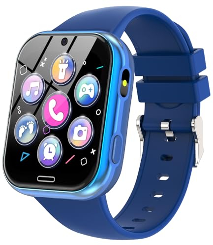 Igreeman Smartwatch Kinder-Uhr Telefon für Mädchen und Jungen mit Spiele Anruffunktion SOS Kamera Musik Schrittzähler Taschenlampe Wecker-Kids smart Watch telefonieren Geschenk für 4-10 Jahre(Blau)