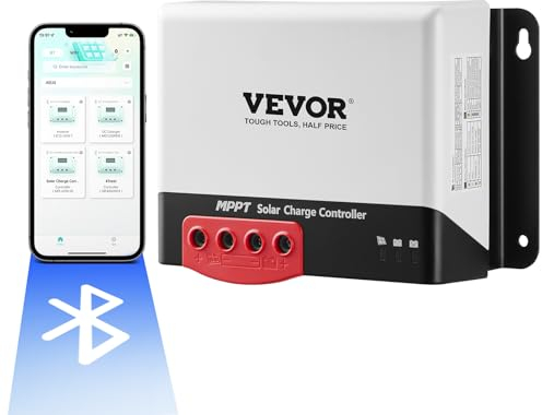 VEVOR MPPT Contrôleur de Charge Solaire 12 V/24 V Auto CC Régulateur de Charge de Panneau Solaire 30 A Module Bluetooth Efficacité de Charge 98% pour Batteries Scellées AGM, au Gel, Inondées, Lithium