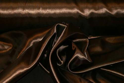 Satin Stoff Meterware 150 cm Breit Deko, Basteln (Braun)