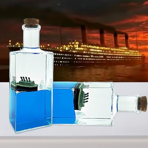 Tuzsocr Fluid Drift Bottle,Barca da crociera Titanic insommergibile,Black Pearl Pirate Ship,Modello Fluido di Barca in Acrilico,Sollievo dello Stress,per decorazione dell'ufficio (stile 3)
