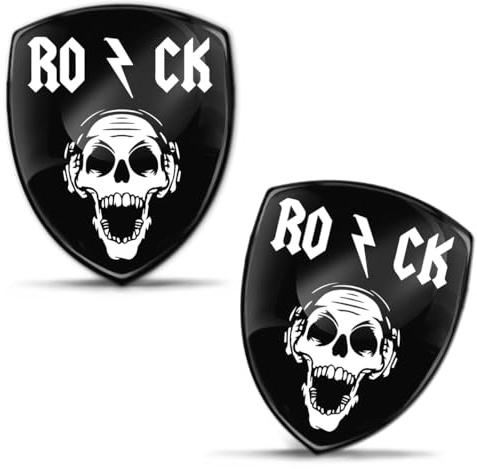 Biomar Labs 2 x Aufkleber 3D Gel Silikon Autoaufkleber Badge Moto Fahrrad Motorrad Biker Helm Stickers Auto Fenster Telefon Laptop PC Tablet Tür Emblem (Schädel Rock And Roll Schwarz KS 42)