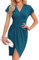 Evening Dresses for Women uk, Wrap Dresses Batwing Flutter Sleeves Bodycon Dress Ruched Soft Work Dresses Business Dresses Pencil Midi Dress Wedding Guest Dress Office Dresses Summer Dress