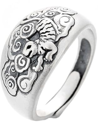 PAURO Herren Damen Chinesisches Tierkreiszeichen Ehering Ring Einstellbar Charmante Horoskope Schmuck Tiger