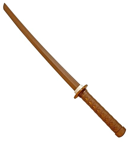 TEKKA BUDO Junior Bokken - TPR-Kunststoff braun - 82,5 cm inkl. Tsuba - 420g schwer - Stabiles Material