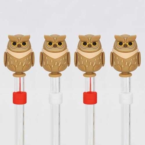 CAIRIAC Straw Covers, Silicone Straw Tip Covers Cute Owl Straw Covers Caps, Gift Straw Toppers for Tumblers, Reusable Drinking Dust Proof Straw Tip Covers for 6-8mm Straws (4 Pack)