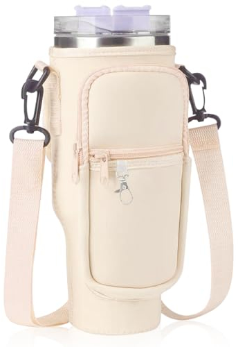Forhome Tasche für Stanley Cup, 1,2 l Flaschentasche mit Handytasche, Tragegriff, Verstellbarer Schultergurt, Karabiner (Grau)
