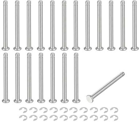 QUARKZMAN 20Set M3x35mm Perno Posizionamento Cilindrico Elastico Albero Acciaio Inossidabile 304, Perno Posizione Cilindro Cerniera Scanalato Testa Piatta con Ring Fissaggio Clip E, Argento